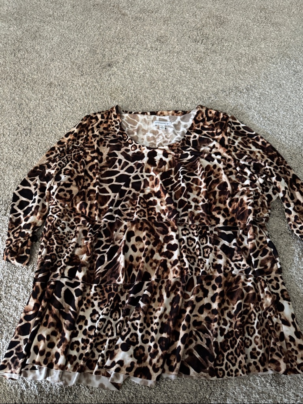 Susan Graver Brown Black Cream Leopard Print Tunic
